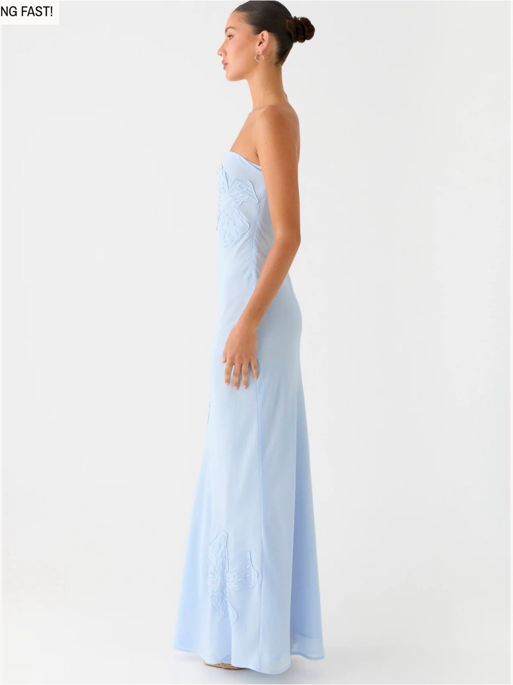 Peppermayo Strapless Light Blue Beaded Maxi Dress- Size 6 - Picture 4 of 5